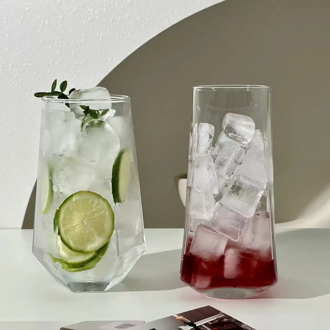 M Hot-selling High-color Value Juice Prismatic Glass Ins Restaurant Transparent Bubble Water Home Gift