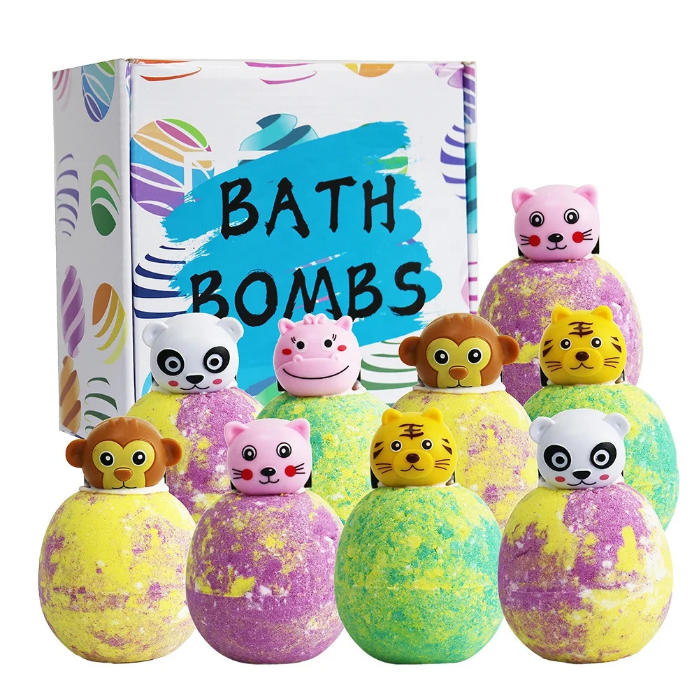 Wholesale gift set bubble 100% natural ingredients vegan bulk organic bath bombs for kids with toys inside