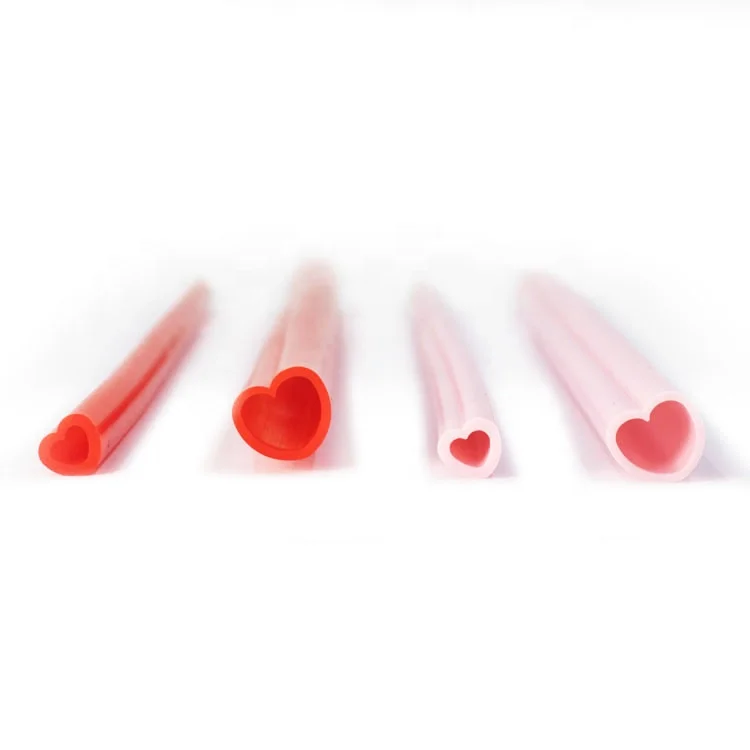 New Reusable Eco-friendly Food Grade Straw Party Straws Silicone Heart Shape Straw For Wedding