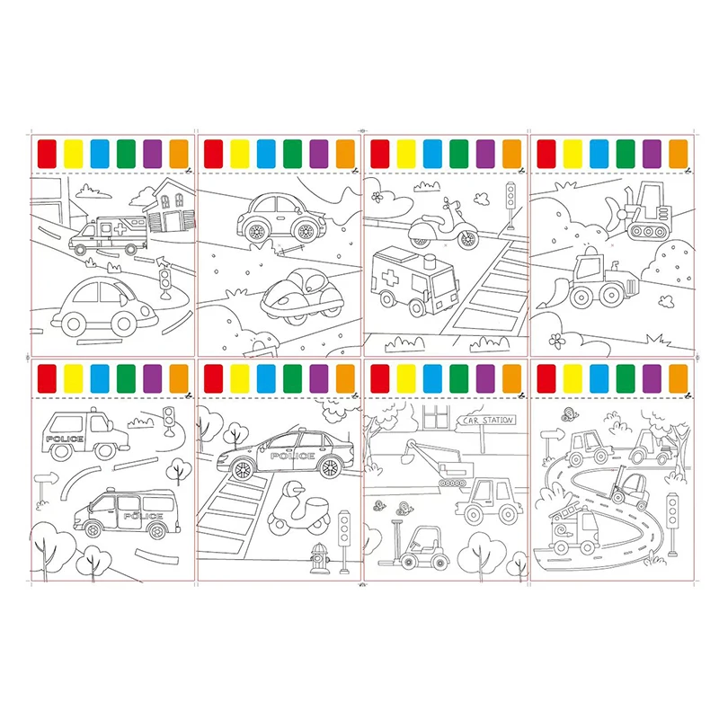 2023 DIY Custom Design 8 Sheet Acrylic Oil Watercolor Painting Coloring Book For Kids