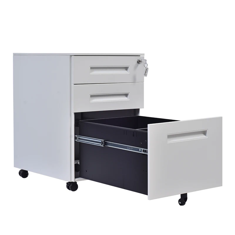 Office Furniture Pedestal Mobile Movable Filing Storage Cabinet 3 Drawer Steel Commercial Metal Durable Modern Small Cabinet