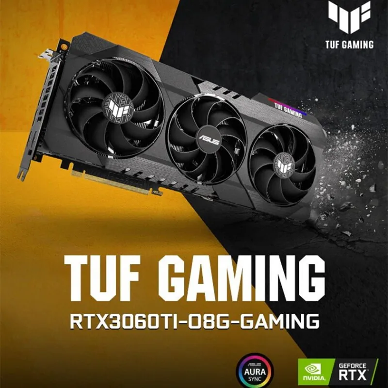 In Stock For ASUS TUF GeForce RTX 3060 ti O8G V2 GAMING LHR Gaming Graphics Card 8GB Video Card
