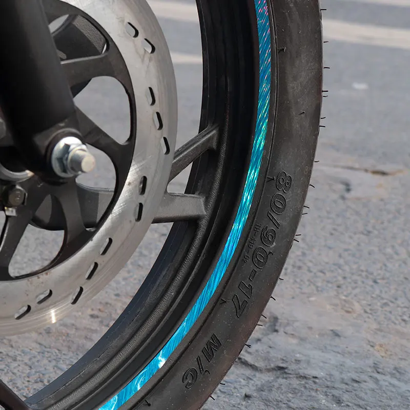 10 Inch 18 Inch Tire Decoration Rim Reflective Universal Waterproof Fashion Colorful PVC Motorcycle Wheel Stickers