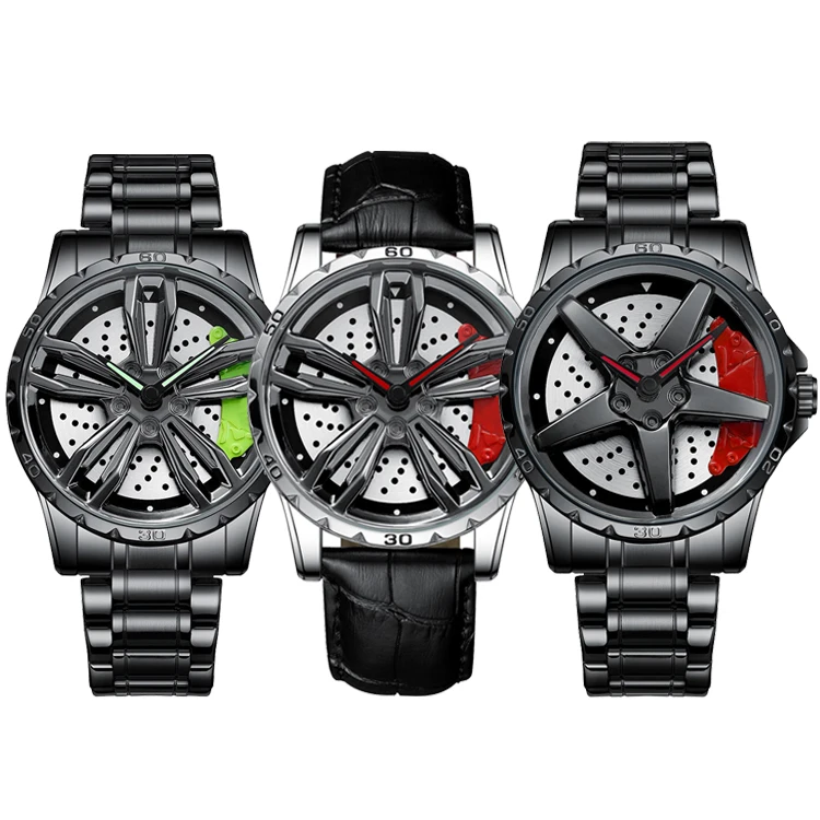 WYGICOO Reloj Llanta Felgen Uhr Roulette Alloy Car Hub Rim Wheel Watch