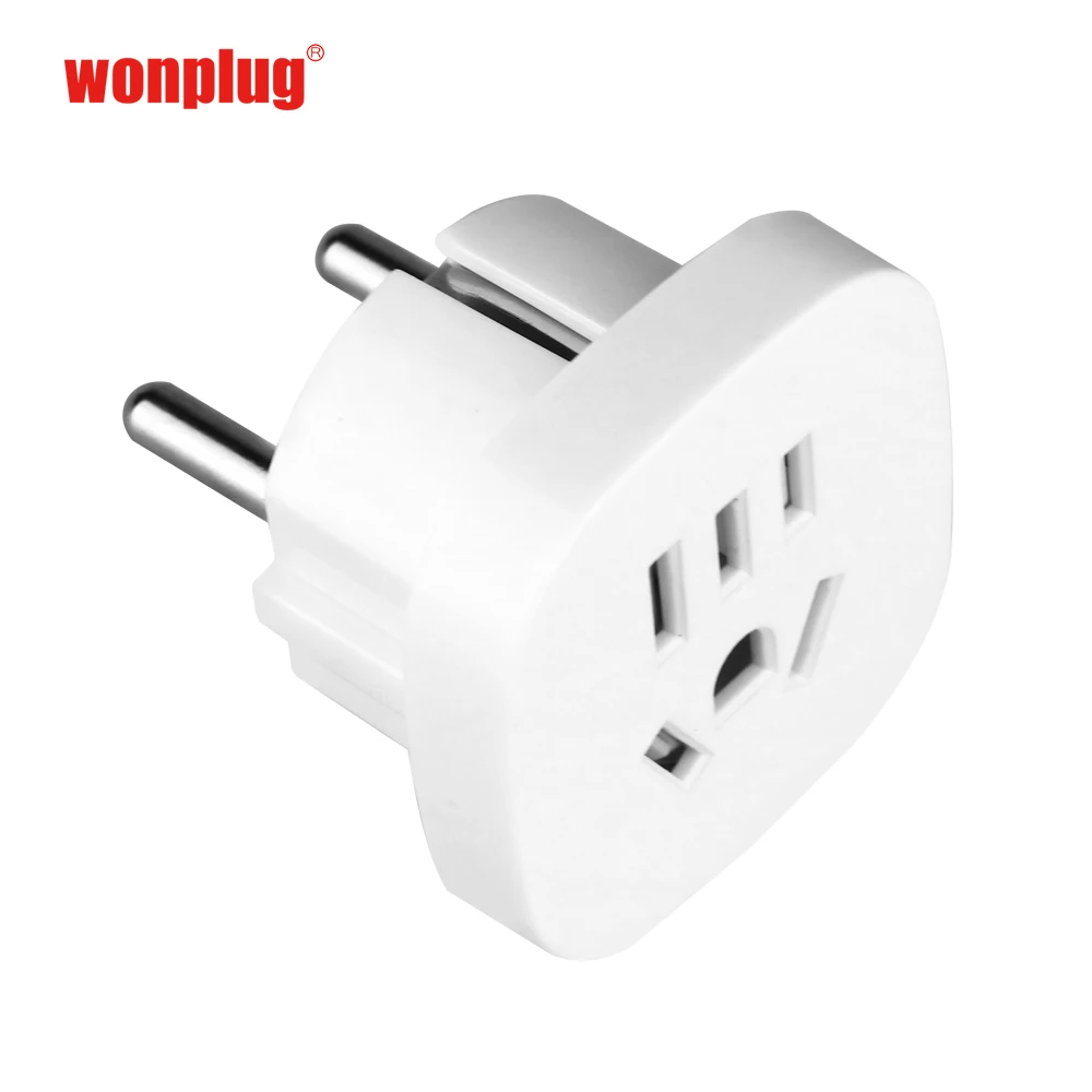 Wonplug New Product Ideas 2023 US AU to EU DE Schuko Converter Plug 4.8mm Multi Plug Adapter Type F Outlet Adapter UN81 White