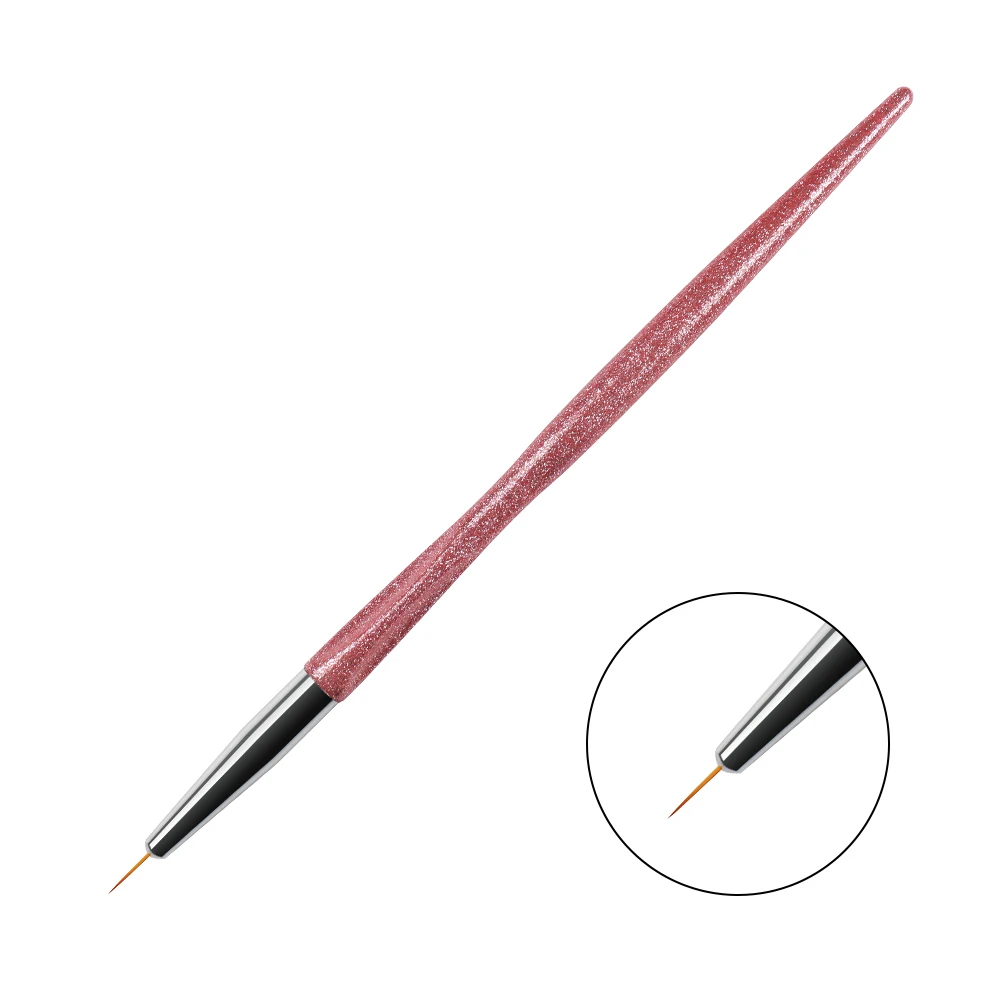 Custom Logo Long Striping Liner Brush 3pcs Red Needle Tube 3D Nail Art Brush Design Liner Set 6/10/15/20/25mm