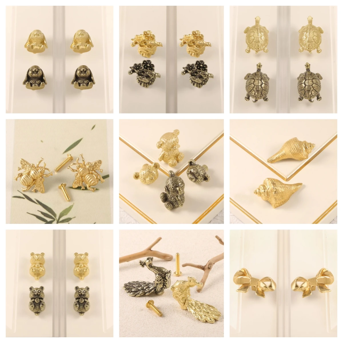 Brass goose animal cupboard door handle bedroom door drawer copper handle