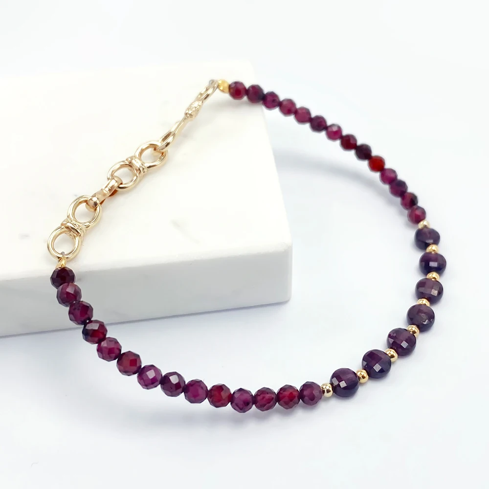 Bestone Hot Sale 3.5mm Garnet Bracelet Natural Stone Bracelet for Women and Girls
