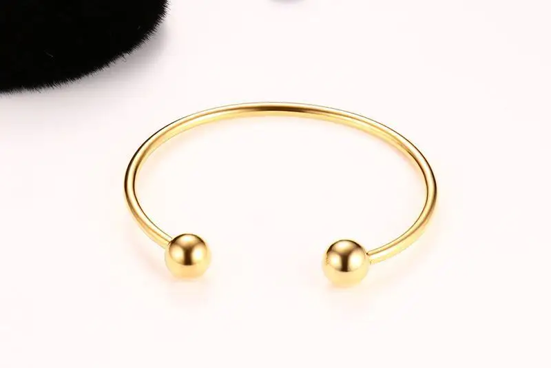 Wholesale High Polishing Stainless Steel Wire Open Cuff Bangle Screw Steel Beads Bangle Jewelry