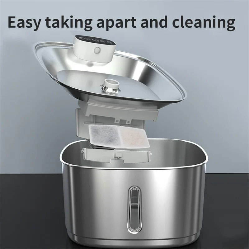 3.2L 108oz smart Automatic wireless stainless steel Cat drinking water Fountain with sensor and Filter cat water dispenser