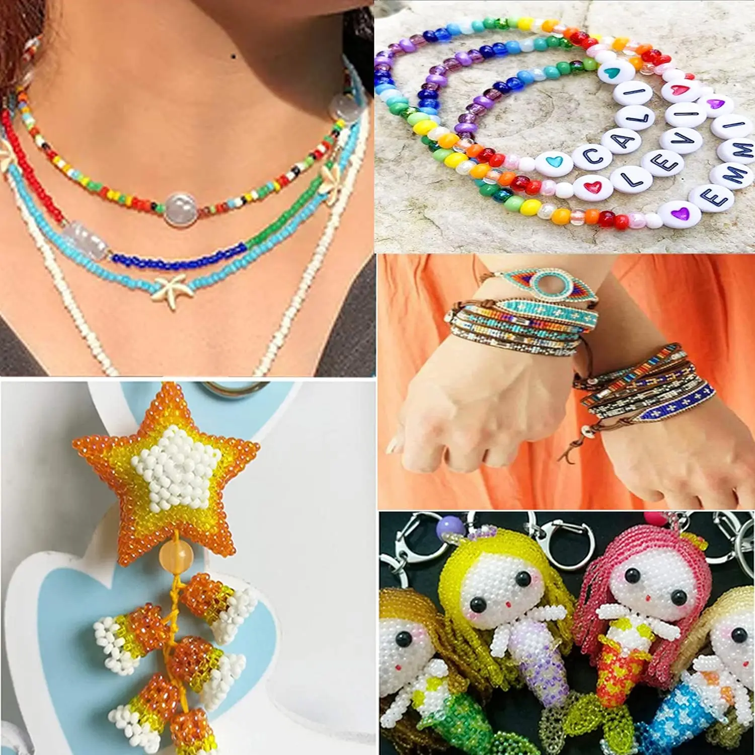 8800+pcs 4mm 12/0 48 Colors Glass Seed Beads Charms Bracelet Jewelry Making Beads Kit Gifts