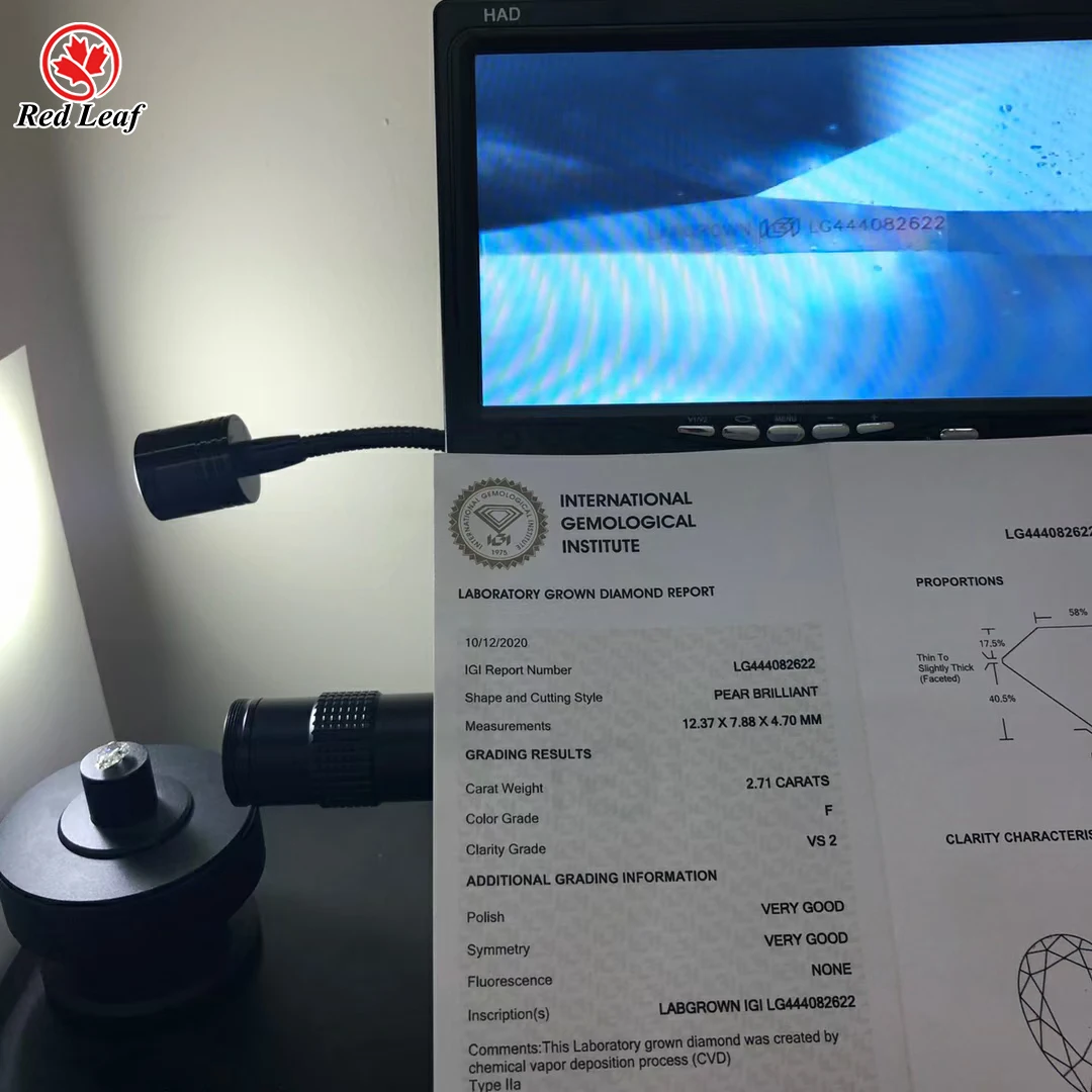 Redleaf Wholesale Diamond Pear Cut IGI Certificate 0.3CT-5CT DEF Color VVS VS Excellent Diamond Loose Lab Grown Diamond