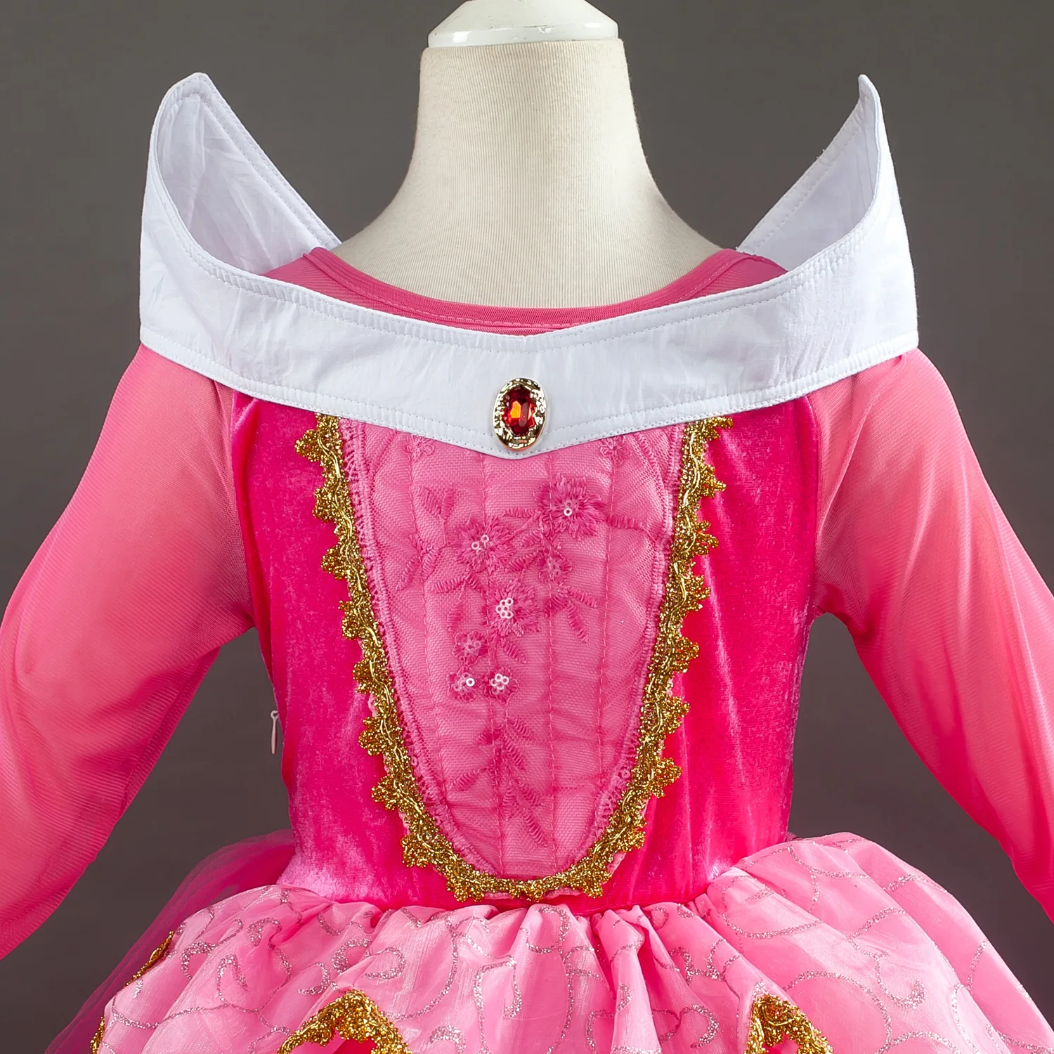 Q52   Children Party Frock New Design Long Sleeves Sofia Princess Smocked Children Clothing Party Dress