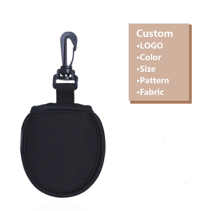 OEM Neoprene Golf Ball Bag Bolsa Bolas Golf Portable Pocket With Plastic Clip For Hanging Waist Carry Bag Single Golfball Pouch
