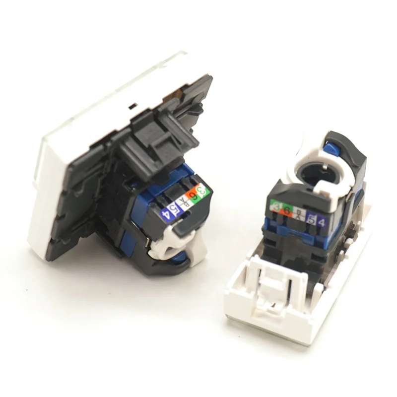 Telecom Communication Faceplate Wall Outlet  45*45mm French Type CAT6 RJ45 Keystone Jack socket faceplate