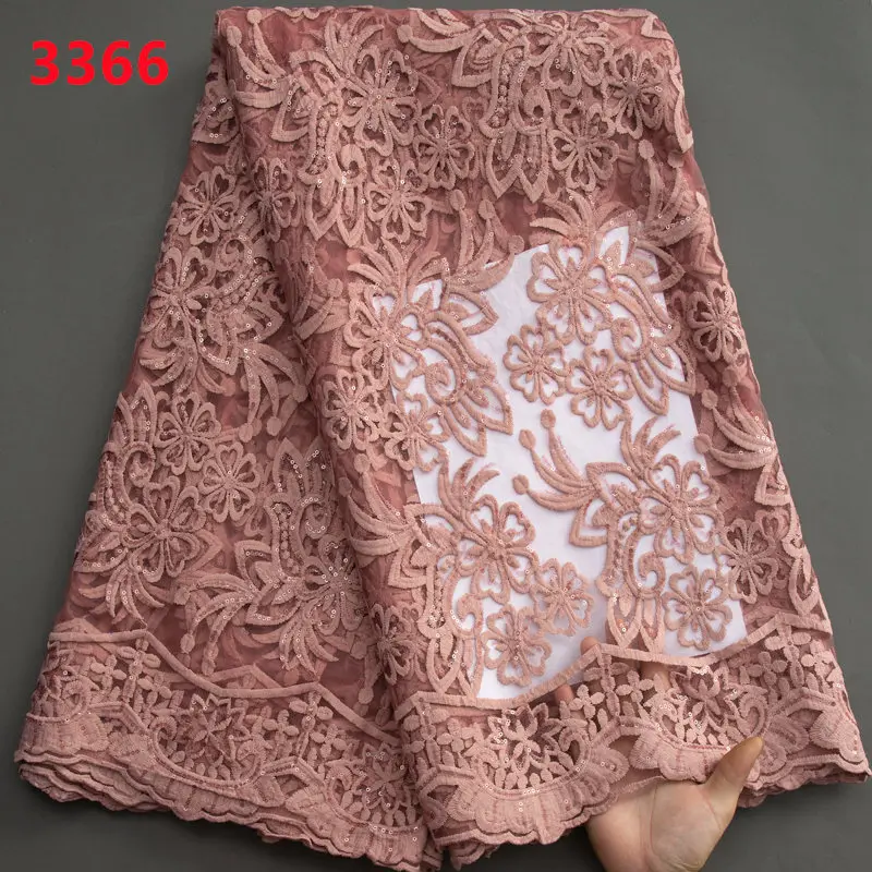 3366 Plain Cobalt Blue French Mesh Milk Silk Lace Fabric with Sequins Wholesale African Lace Fabric for Nigerian Women Dresses