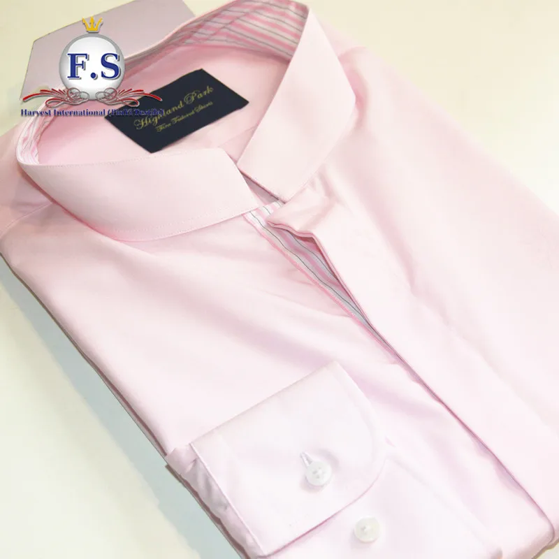 2019 high end bespoke shirt pink mandarin collar dress shirt