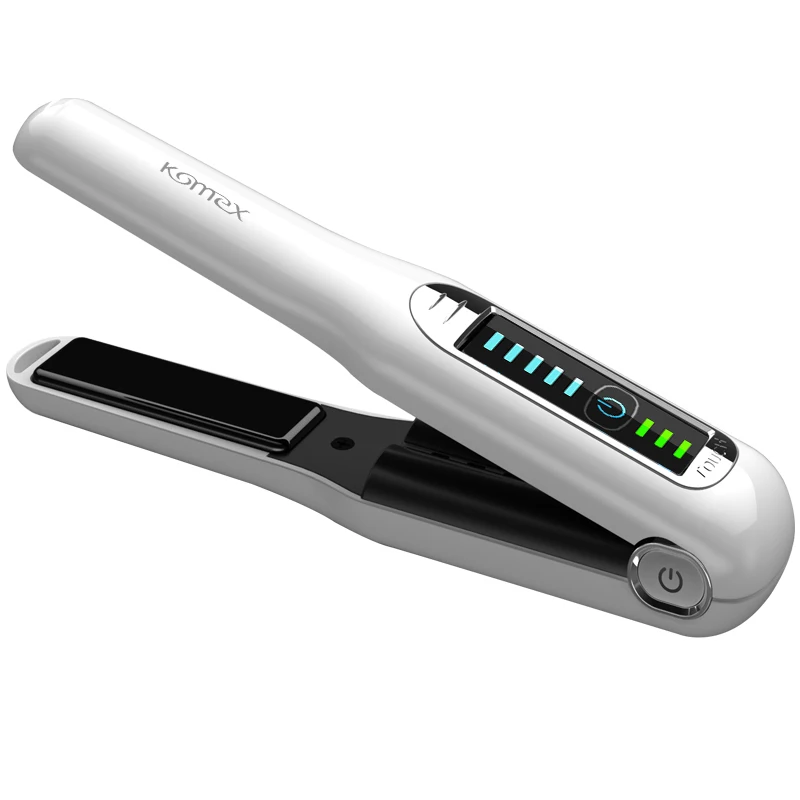 Komex  soft switch Wireless USB  Rechargeable hair straightener 2021 fashion LED  display temperature control flat iron