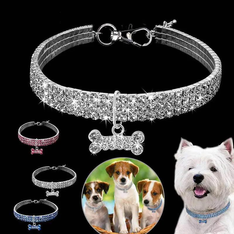 New Arrival Stretch Pet Necklace Dog Chain Cat Crystal Collar Pet Products Puppies Accessories