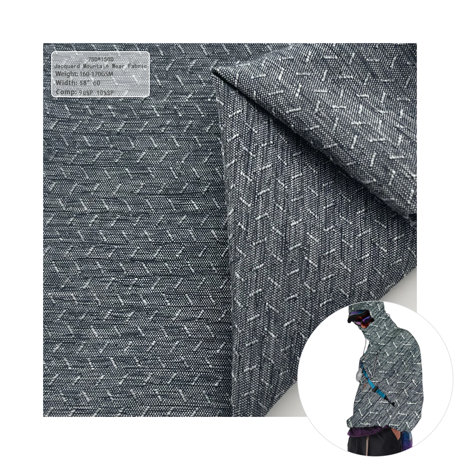 High Quality 90%P 10%SP Two-Tone Jacquard Four Way Stretch Fabric