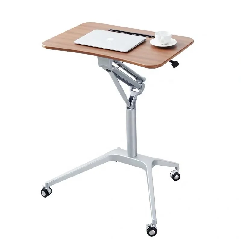 Height Adjustable Aluminum Portable Standing Laptop Desk Mobile Lifting Desk Laptop Stand Desk Rolling Cart