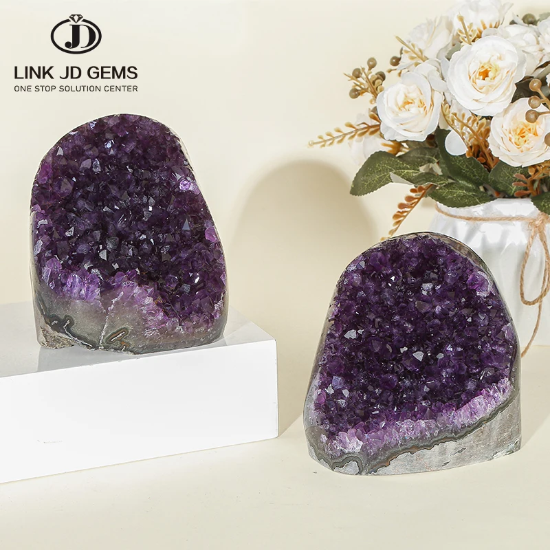 JD GEMS Purple Quartz Cave Raw Stone Mineral Specimen Gemstone Natural Amethyst Cave Cluster Ornament Crafts For Home Office