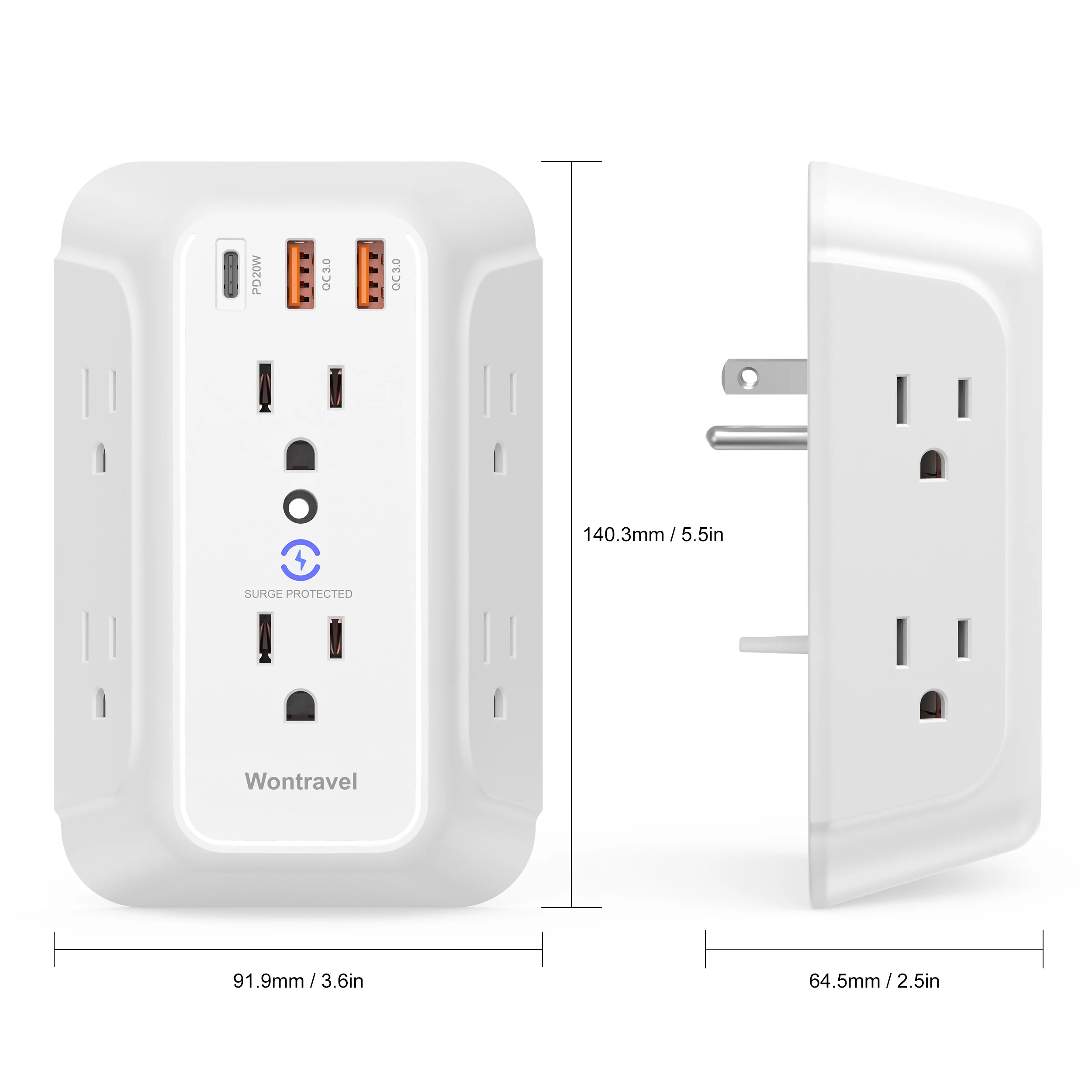 
 Новинка 2021, сетевое зарядное устройство USB с 6 розетками, удлинитель с 20 Вт PD, быстрая зарядка, американская вилка, настенная розетка  