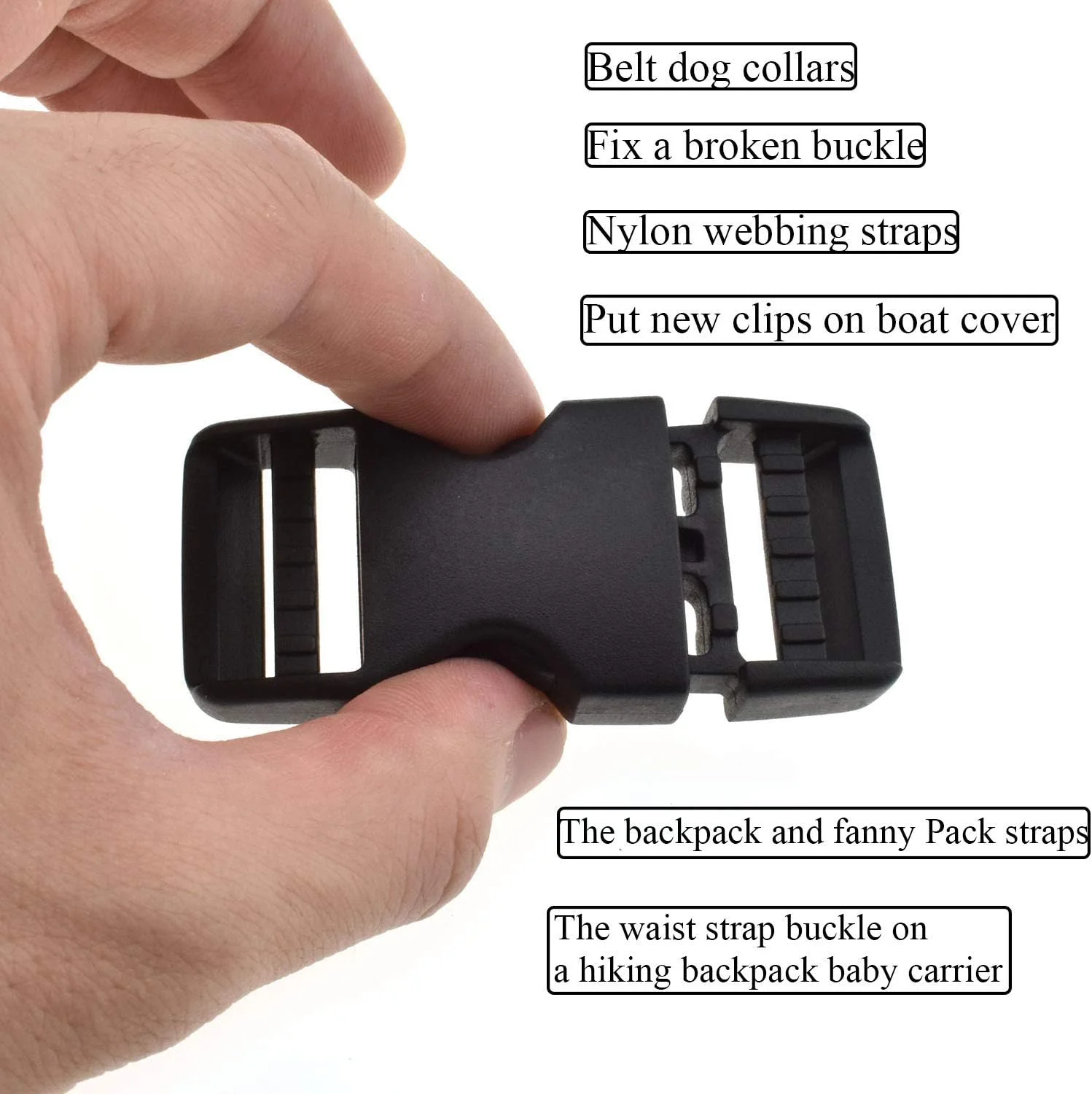 Dual Adjustable Plastic Buckles No Sewing Quick Cam Lock Side Release Buckles for Webbing Belt Dog Collars