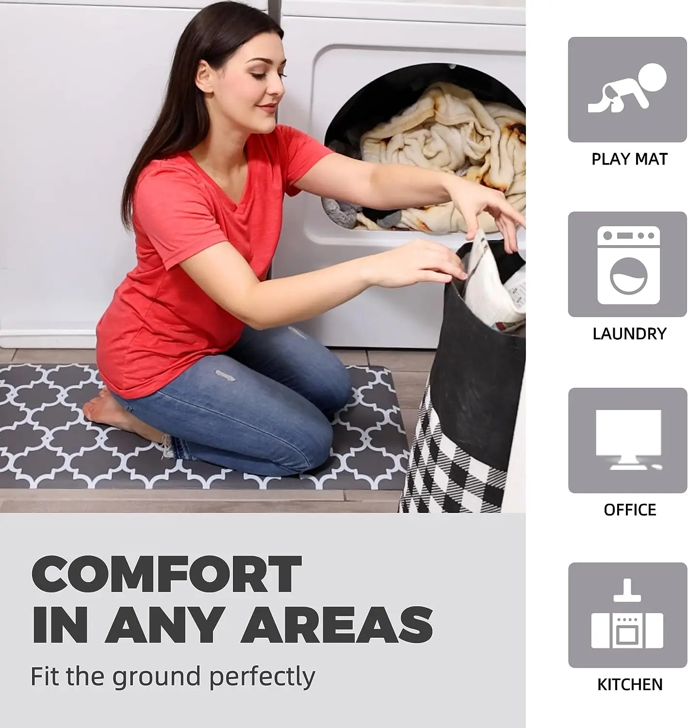 2 Pc Anti Slip Kitchen Combo Cushion Anti Fatigue Kitchen Mats High Quality Pu Eva Bath for mats floor Applicable  Home carpets