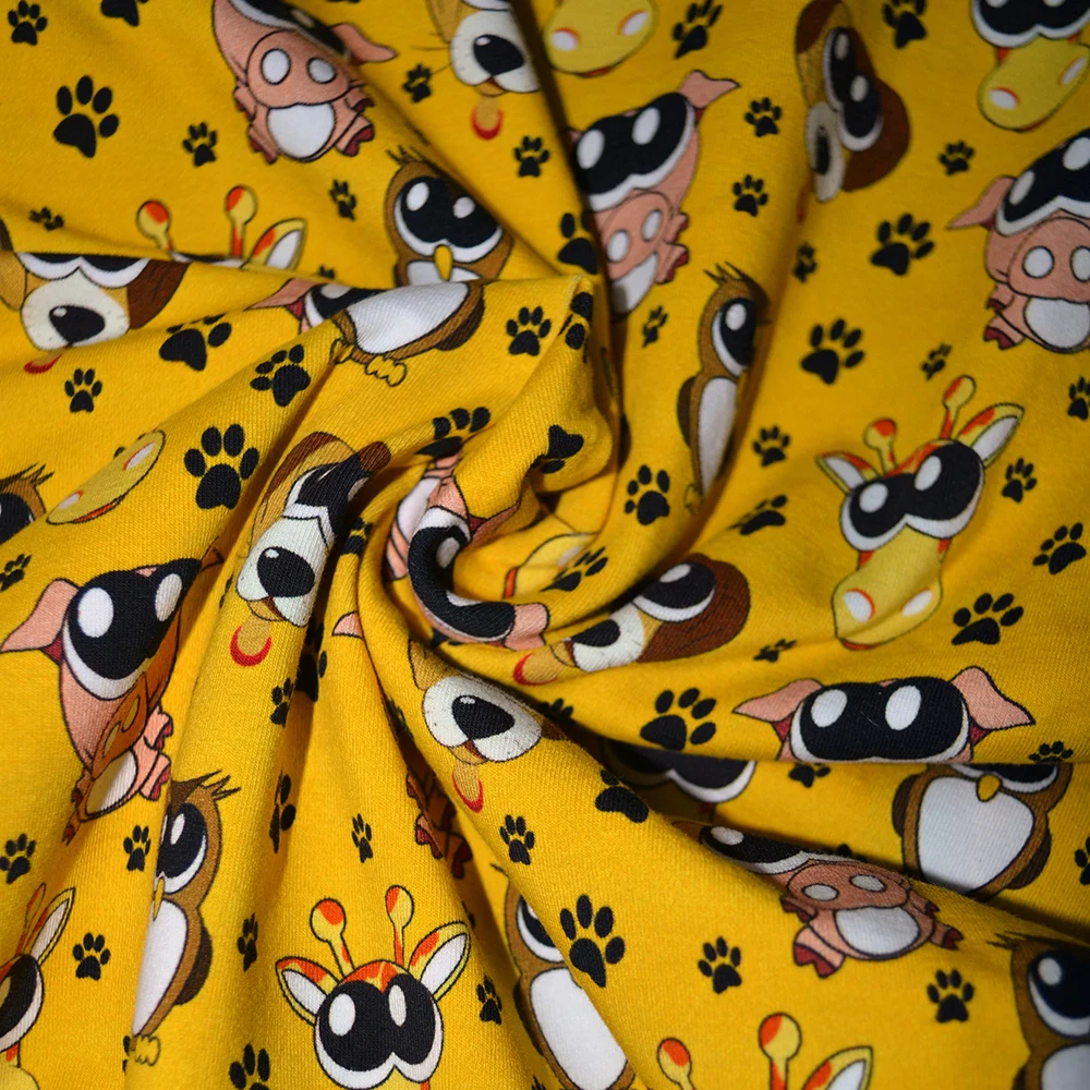 Cotton Fabric Digital Printed Custom Digital Printing 95 Cotton 5 Spandex Knitted Fabric For Kids