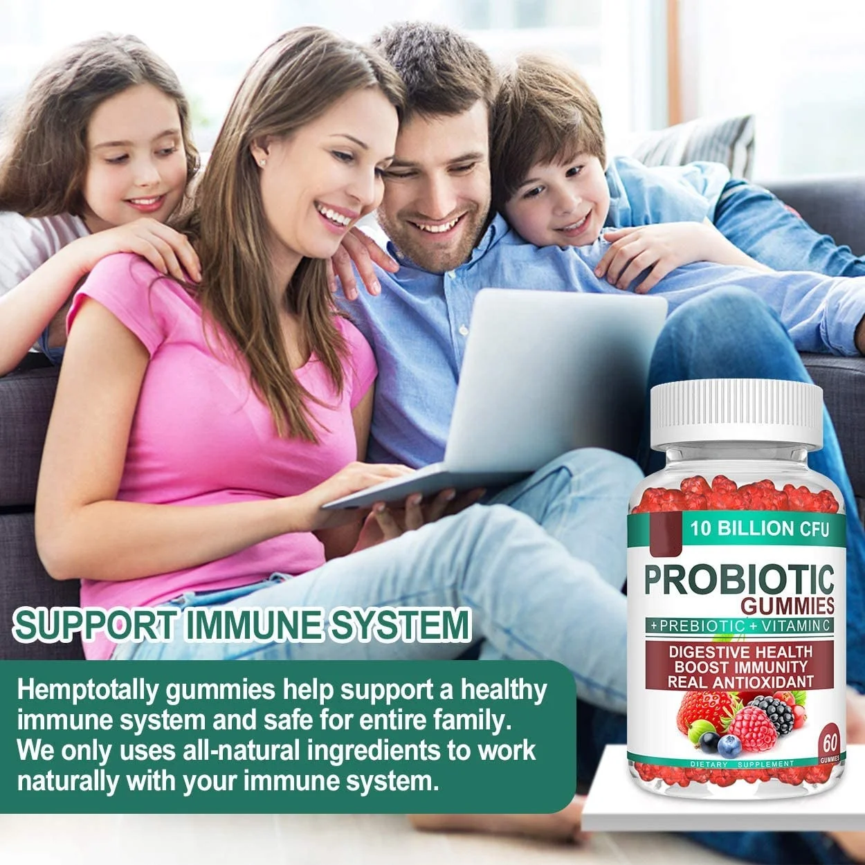 Лидер продаж пробиотики и пребиотические жевательные резинки с витамином C для взрослых детей иммунная поддержка высокой мощностью Жевательная клейкая добавка