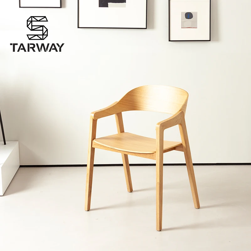 Hot Sale Hotel Restaurant Wholesale Nordic Upholstered Dining Chair Pu Leather Wooden Dining Armchair