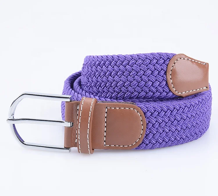 Custom Unisex Men Casual Knitted Fabric Woven Braided Elastic Stretch Belt for Women Jeans Multi-color
