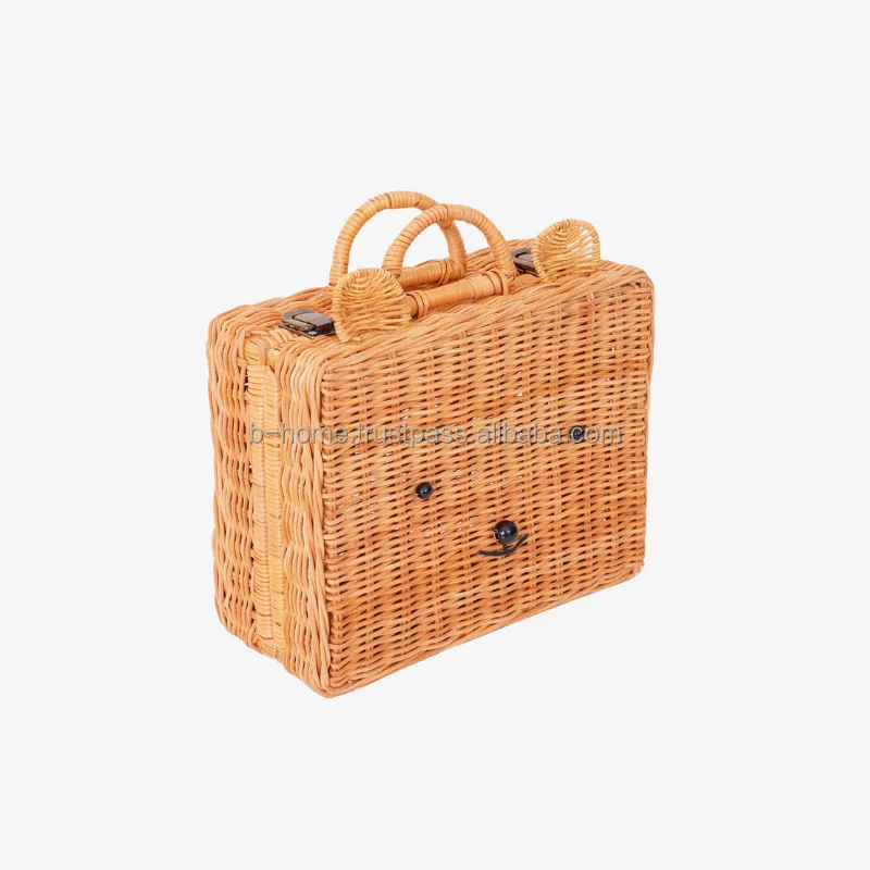 Summer Picnic Basket for Kids, Baby Doll Cabinet/ Luggage/ Cart/ Bassinet For Photo Pram, Gift, Travel, handicraft Rattan Goods