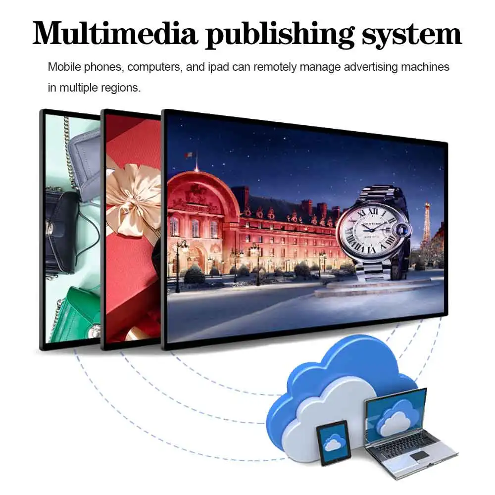 VETO LCD Ultra Thin High Resolution Free CMS Wifi Hanging Mounted Digital Menu Board LCD Advertising Display for Retail Store