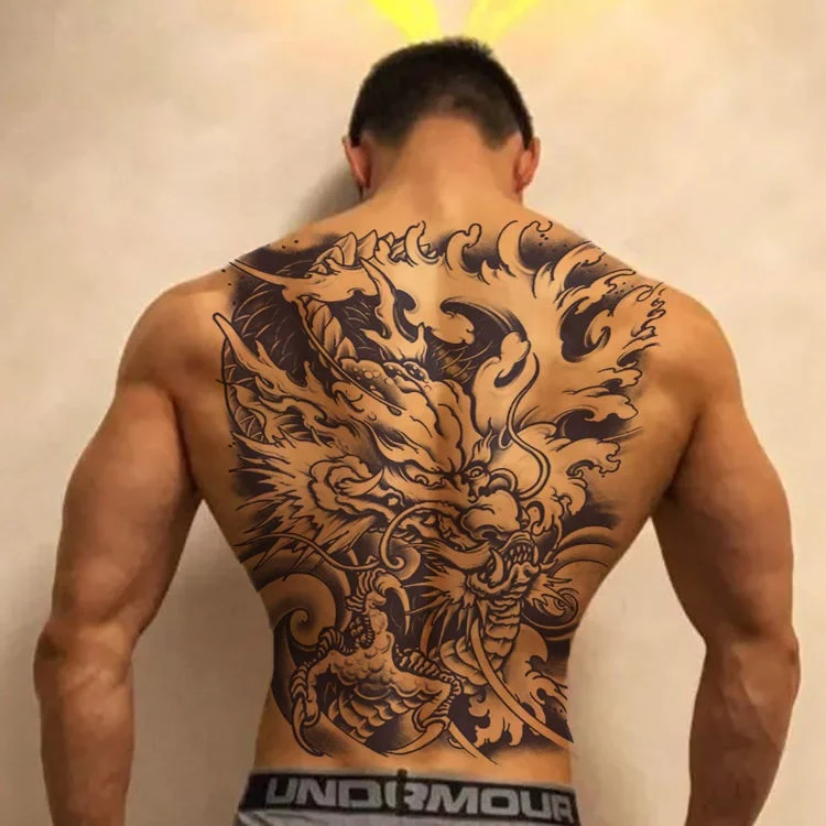 Long Lasting Herbal Juice Tattoo Stencil Sticker Large Full Back Waterproof Semi-Permanent Tattoo Sticker Whole Back Fake Tattoo