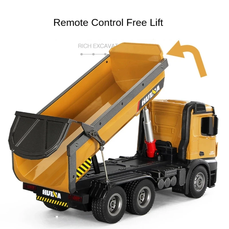 Hot Selling Huina 1573 1/14 2.4ghz 10 Channel Rc Dump Self-discharging Engineering Truck Metal Auto Demonstration With Led Light