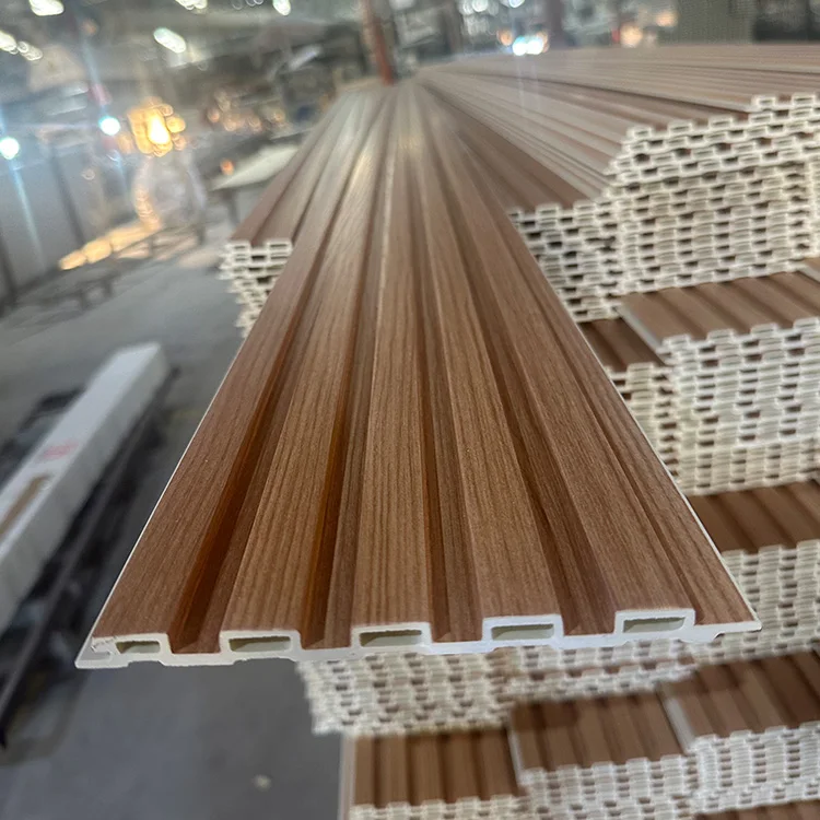 SONSILL Interior Wall or Ceiling Decoration Wooden Grain Wall Decor PVC WPC Fluted Wall Panels for Decoration