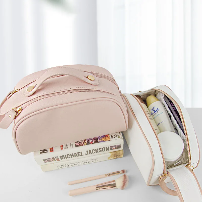 Make-Up Waterproof Pu Leather Organiser Recycled Zipper Cosmetic Promotion Beach Makeup Bag Solid Wallet Packing Pouch For Lady