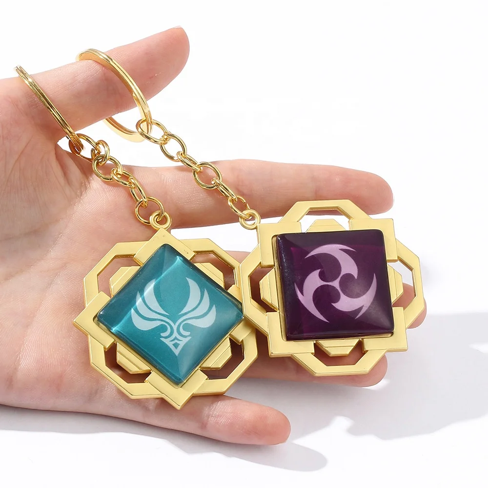 High Quality Metal Gold Eye Of God Key Chain Anime Game Key Ring Luminous Day And Night Key Finder