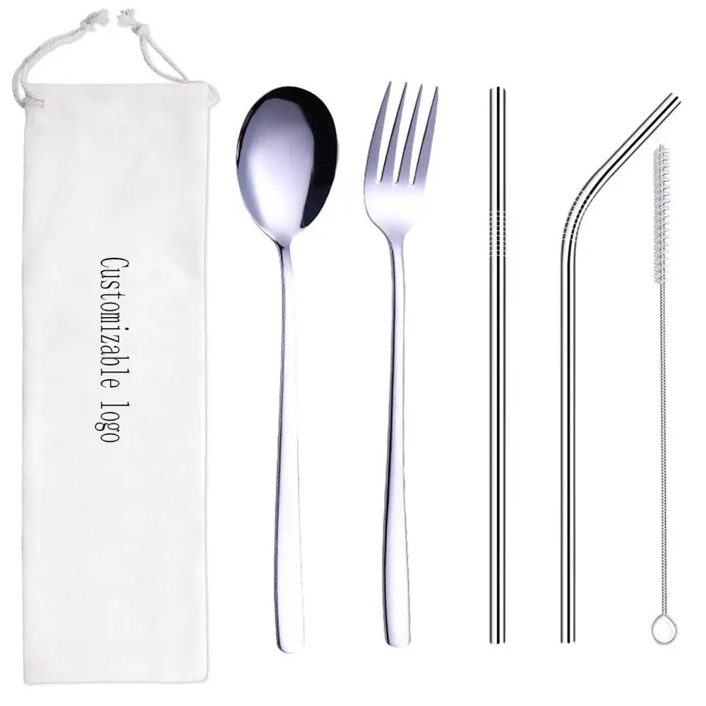 Reusable environmentally friendly stainless steel cutlery set