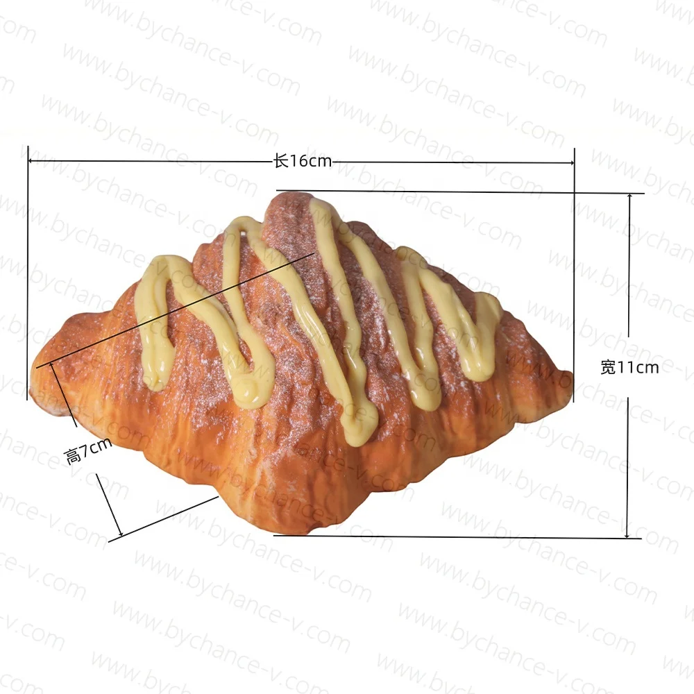 high quality artificial bread realistic faux Croissant squishy real touch simulation bread loaf for education pretend and play
