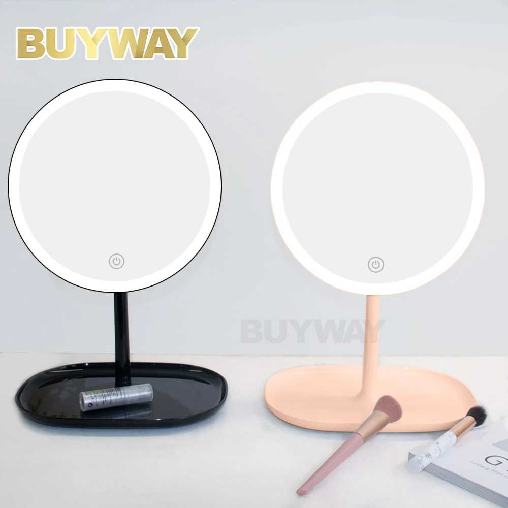 Wholesale Flexible Portable Cosmetic Tabletop Lighting 5x Magnifying Mirror Led Espejo De Bolsillo Makeup Mirror With Led Lights