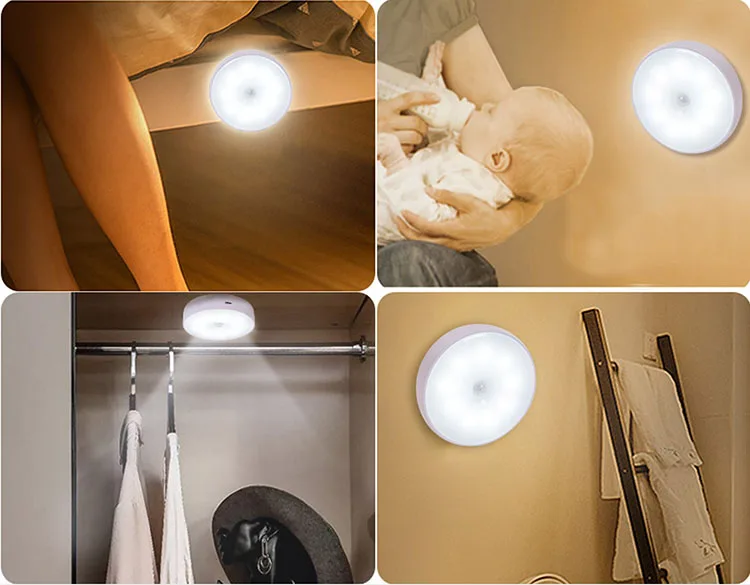modern cordless wireless home stairs cabinet wardrobe toilet energy saving wall led human body pir motion sensor usb night light