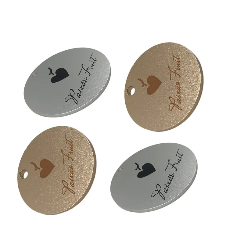 OEM Custom Made Metal Round Disc Stamping Parts Polished Steel Aluminum Logo Label Tag With Silk Screen Printing Color