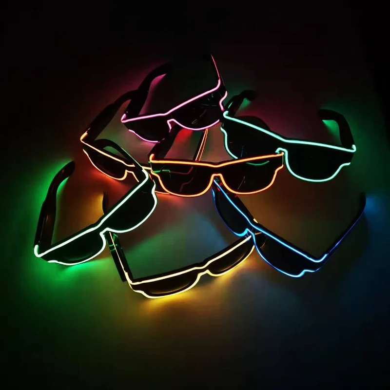 new arrival el wire high brightness usb rechargeable glasses flashing luminous colors led sunglasses