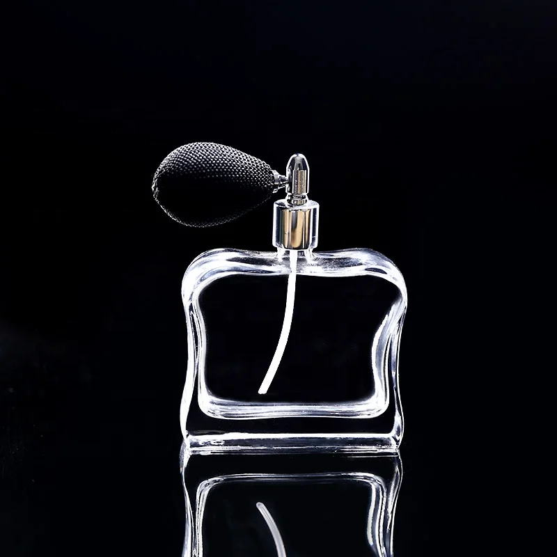 Flat square balloon atomizer perfume glass bottle airbag perfume 100ml bottle