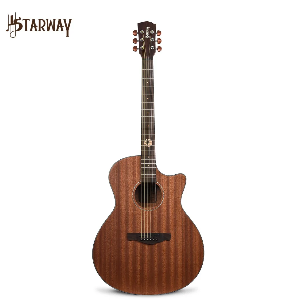 High Quality 40 Inch Phosphor Bronze Strings Sapele Body Material Mahogany Acoustic Guitar