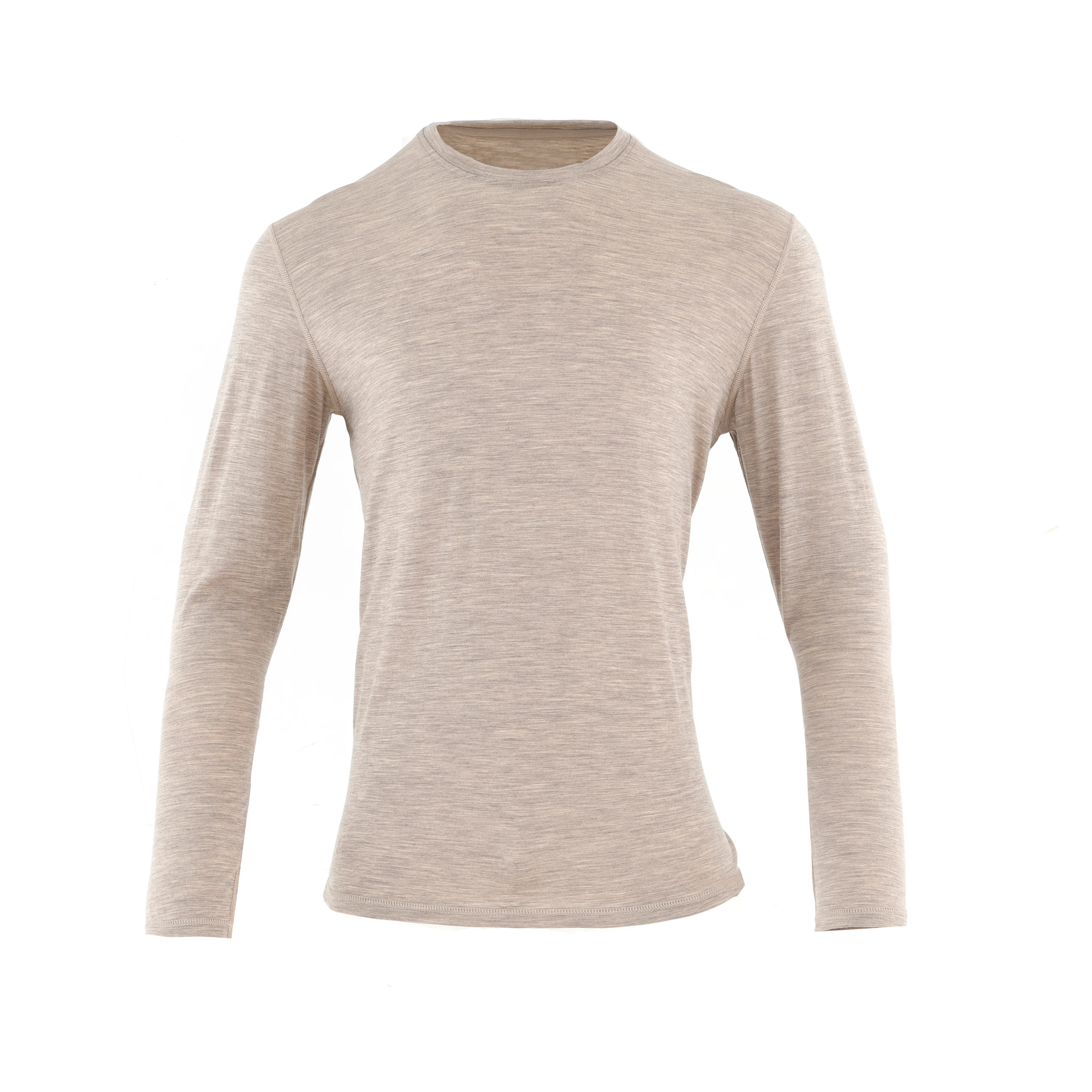 Men 100% Merino Wool Breathable Comfortable Fashion Casual Long Sleeve Crew Top T-shirt