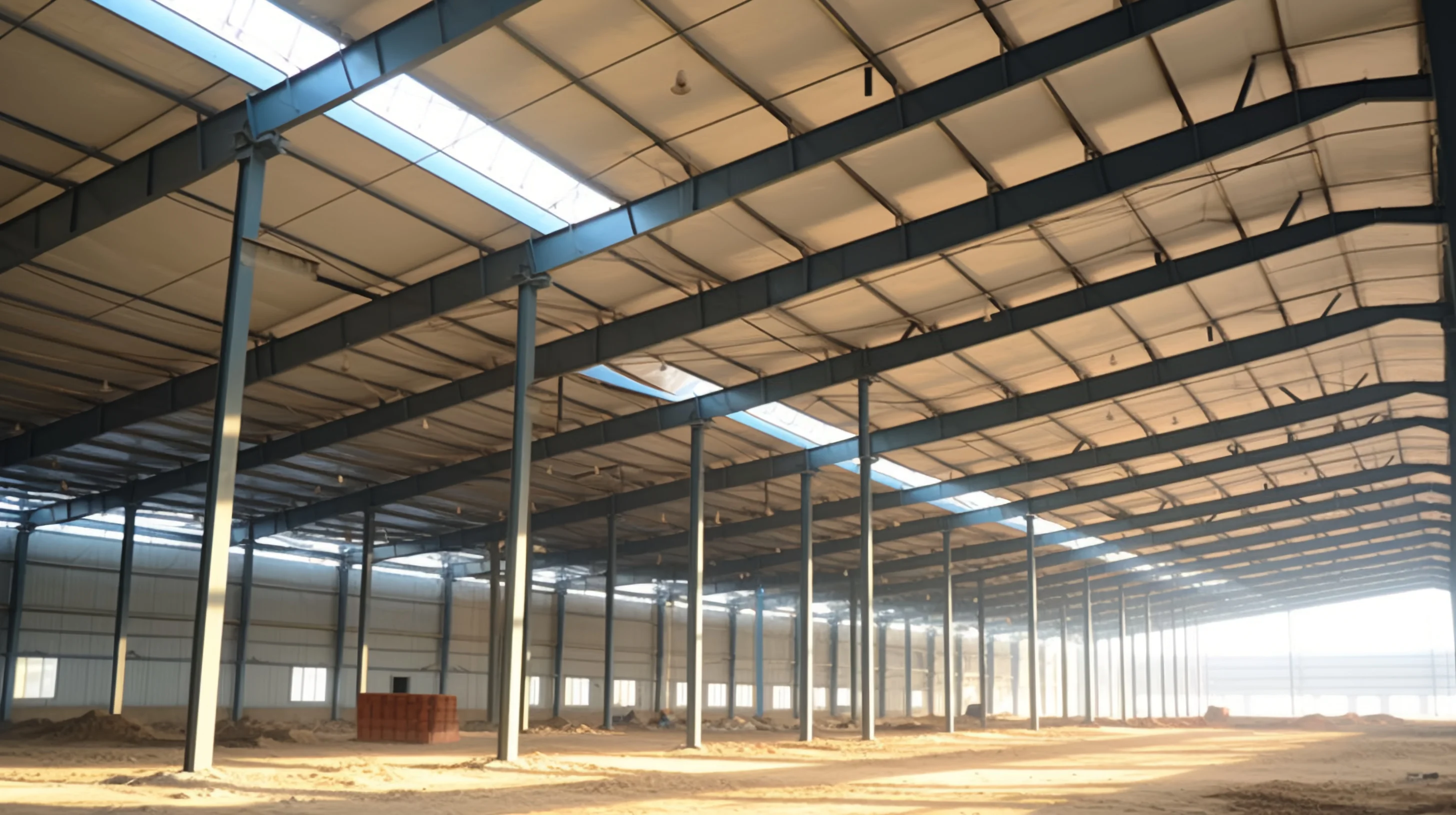 Large Span Color Steel Tile Steel Structure Warehouse Logistics Center Storage House from Qingdao China